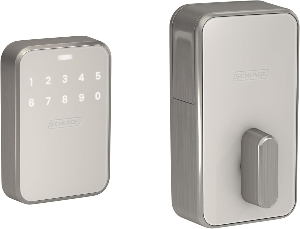 Cerradura de cerrojo inteligente Sense Pro UWB, desbloqueo manos libres, níquel satinado | Cerradura de puerta sin llave, teclado con pantalla táctil, manos libres y toque para desbloquear, Apple Home Key y Matter over Thread, seguridad certificada