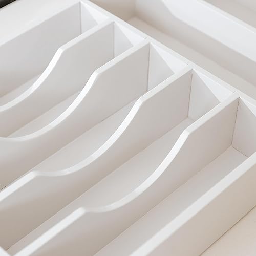 Miniatura 8 de KitchenEdge Organizador de cubiertos, cubiertos y utensilios para cajones de cocina, fijo de 10.5 pulgadas de ancho, 7 compartimentos de