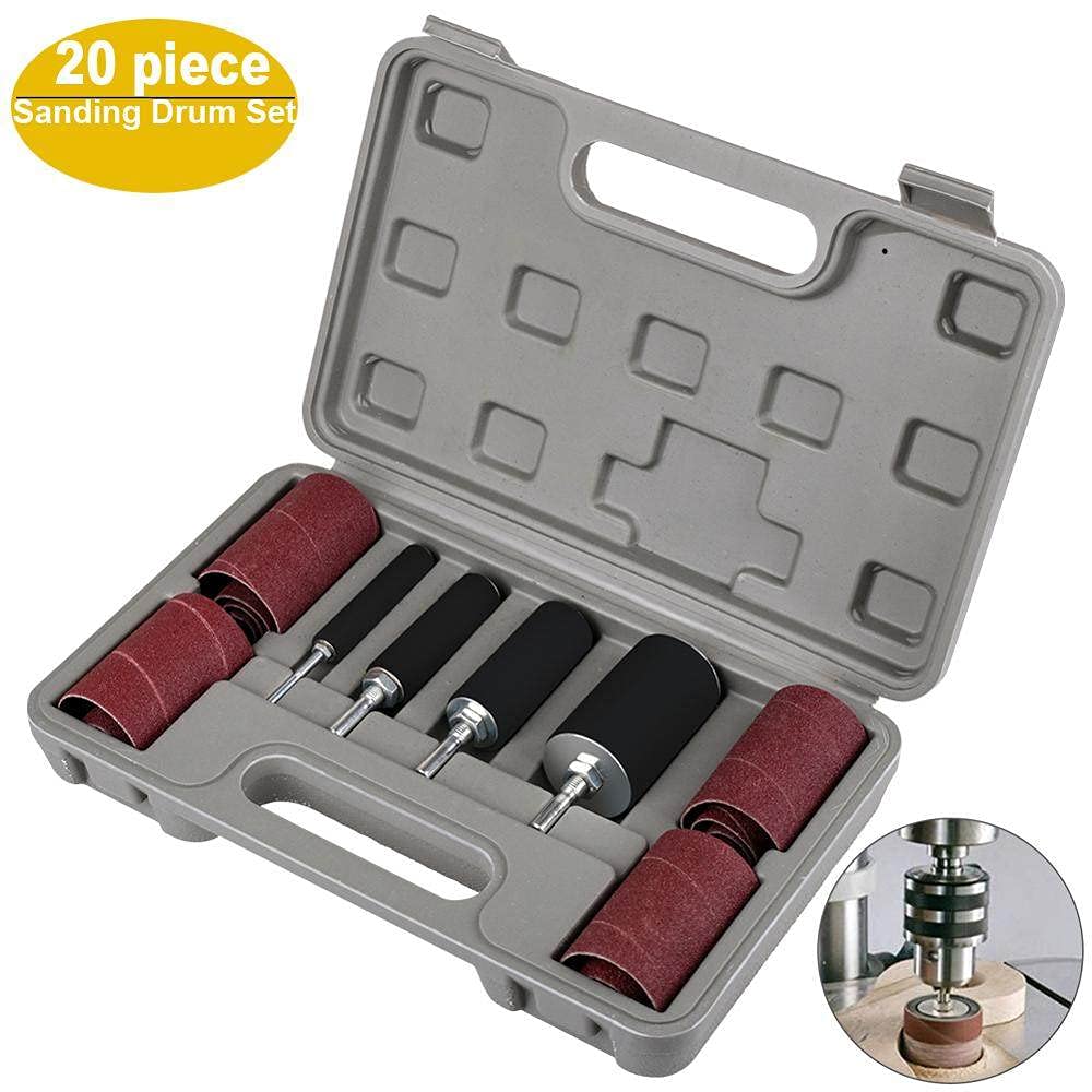 Con caja de almacenamiento Mangas abrasivas de goma duraderas Kit de lijado de tambor de pulido de metal para carpintería DIY Profesional para taladro de prensa, como se muestra