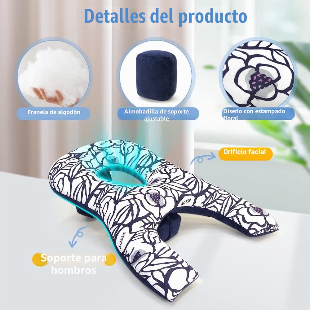 Almohada boca abajo después de cirugía ocular, almohada propensa con agujero facial para dormir, reposacabezas de masaje para cama, cirugía de retina