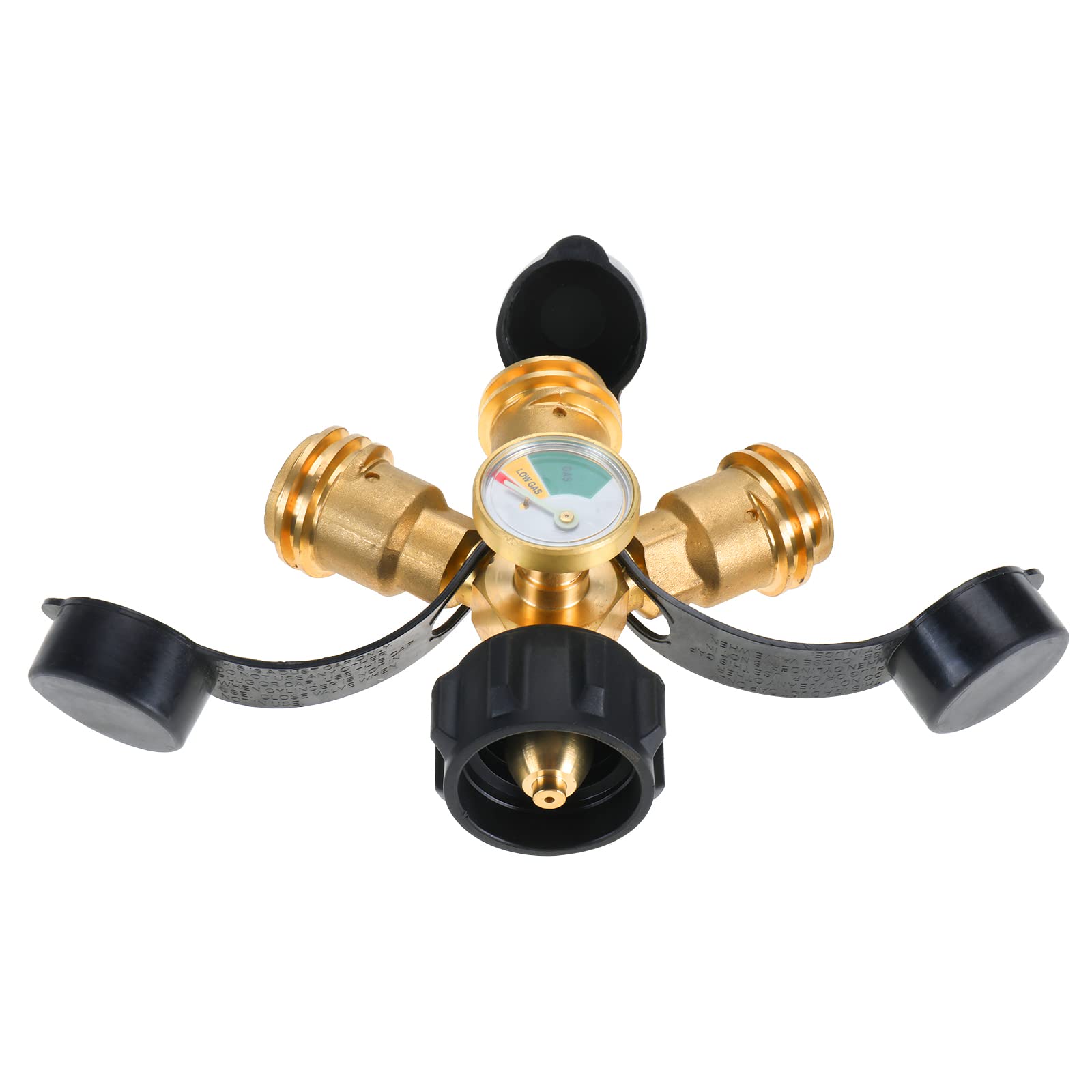 Séparateur De Propane Double Voie – Adaptateur Y Avec Manomètre Et Robinets, Laiton, Pour Camping-car, BBQ