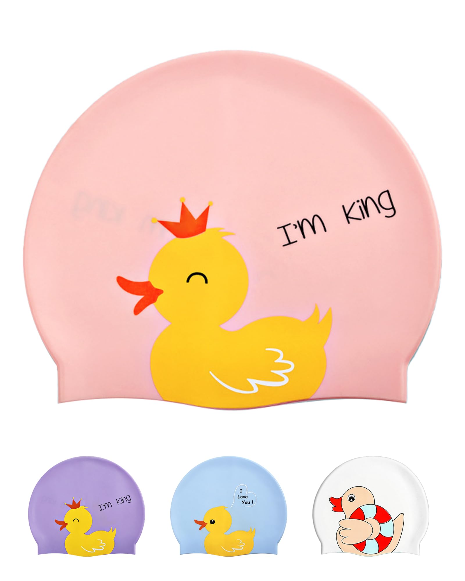 Swimming Cap Kids 6-14 - Swimming Hat Kids 6-14 for Girls Boys Silicone & Waterproof (Pink)