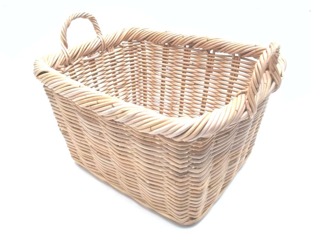 Kaminkorb, Holzkorb, Erntekorb aus Rattan-Peddigrohr hell-naturfarbig 60cm x 47cm