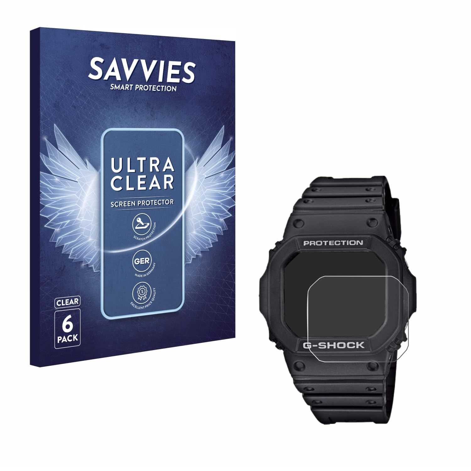 SavviesSavvies 6 Pack Screen Protector compatible with Casio G-Shock GW-M5610-1ER Protection Film Clear