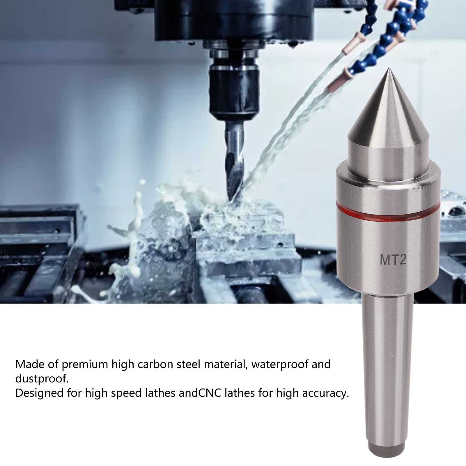 Nutriess MT2 Lathe Live Center 60 Degree Taper High Carbon Steel Ball Bearing Deep Grooved Tool for Enhanced Lathe Performance and Smooth Functioning