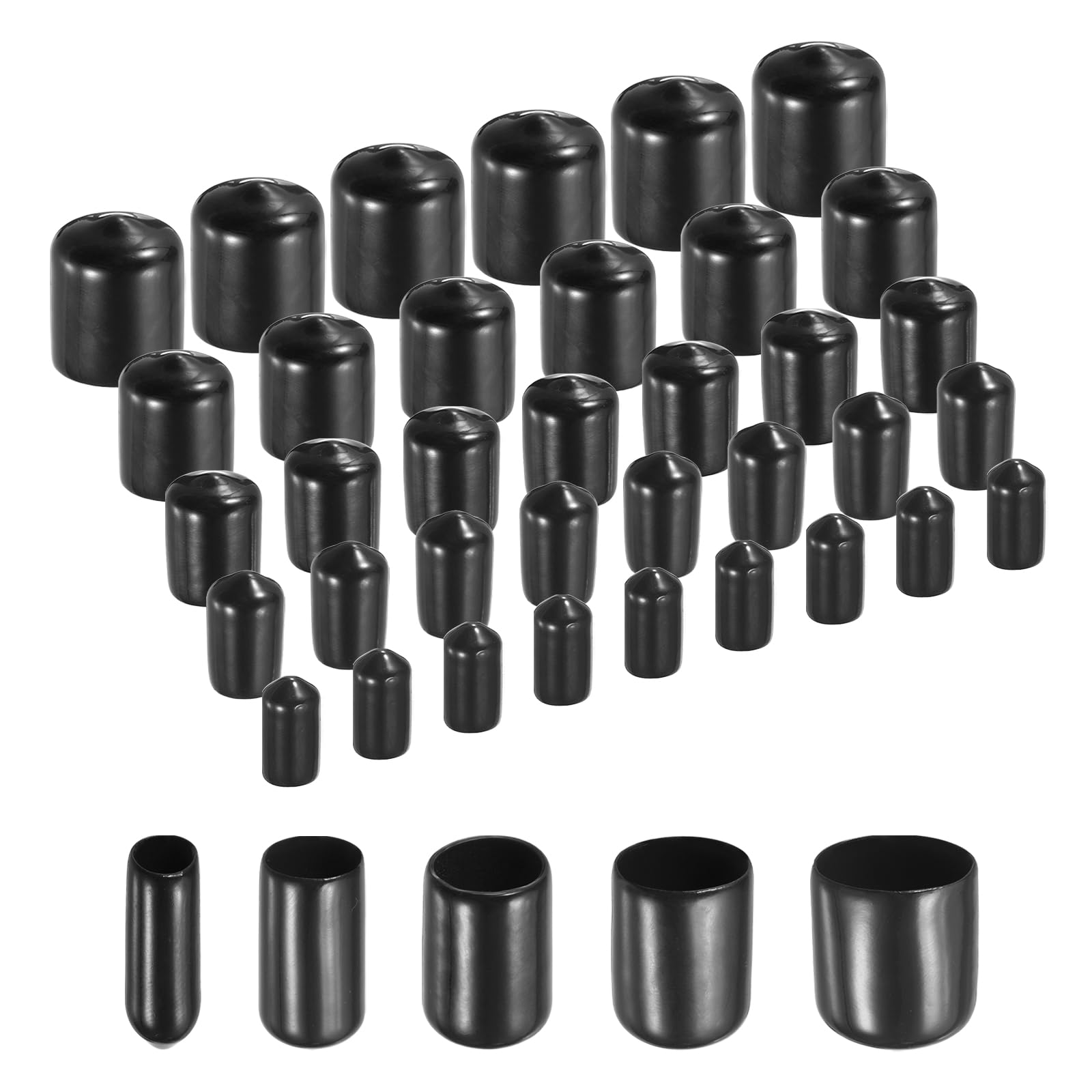 Embouts de protection ronds en caoutchouc filetés noirs 5mm 10mm 15mm 20mm 25mm