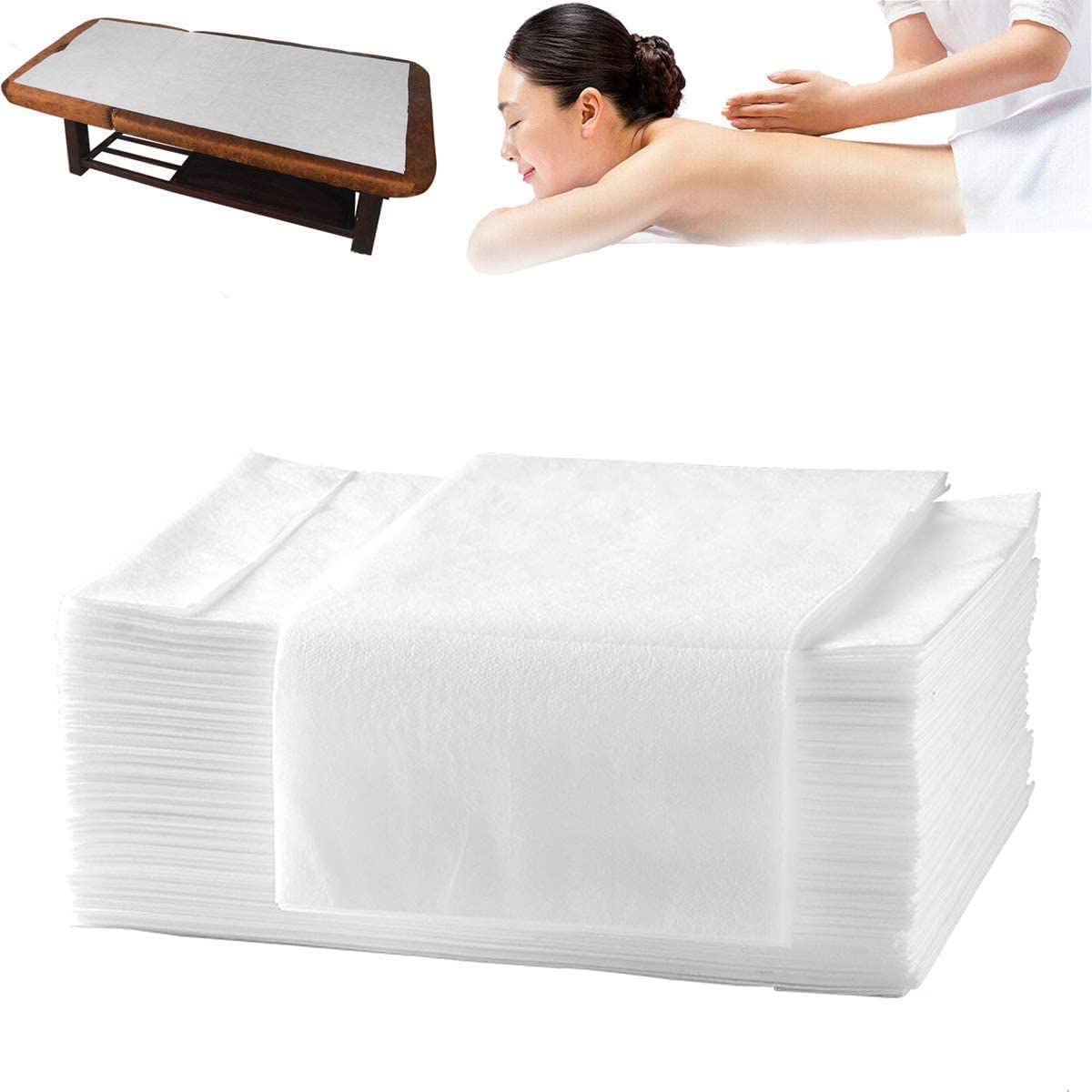 MYOYAY 100 PCS Sábanas Desechables no Tejidas Hojas de Cama de Transpirable y no Tapado, Para la Masaje Belleza, Tatuaje, SPA, 80 * 180cm, Blanco