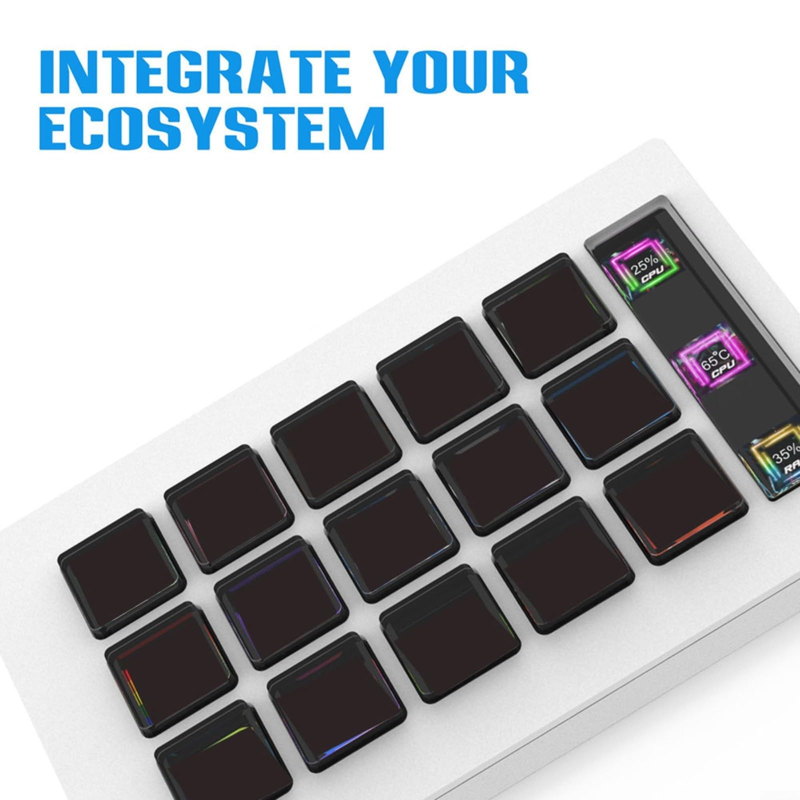 con 15 LCD, Creazione di contenuti della tastiera visiva personalizzabile, compatibile con macOS, per design ABS compatto, nero (nero)