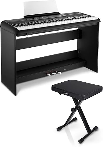 Donner SE-1 Piano digital de 88 teclas con 1.6 pulgadas, teclado de piano eléctrico de tamaño completo con teclas de acción de martillo graduadas,