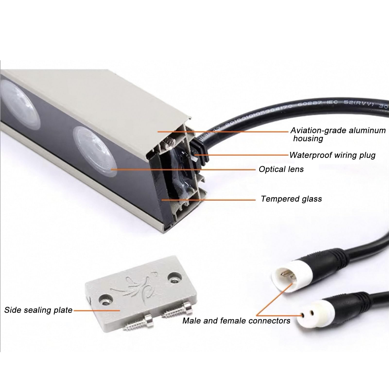Rectangular Luces De Paisaje - Luces LED De Pared, Focos Lineales Impermeables Para Exteriores IP65, Foco Led Jardín, Luces Lineales De Pared Exterior Para Villas(White,A-24W(220V))