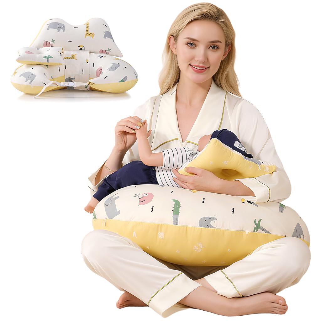 SNOWIE SOFT® Baby Feeding Pillow for Breastfeeding, Nursing Pillow with Infant Support Cushion, Multi-Purpose Nursing Pad with Removable Neck Belt for Mom Baby Skin Friendly Breathable Fabric-image-31