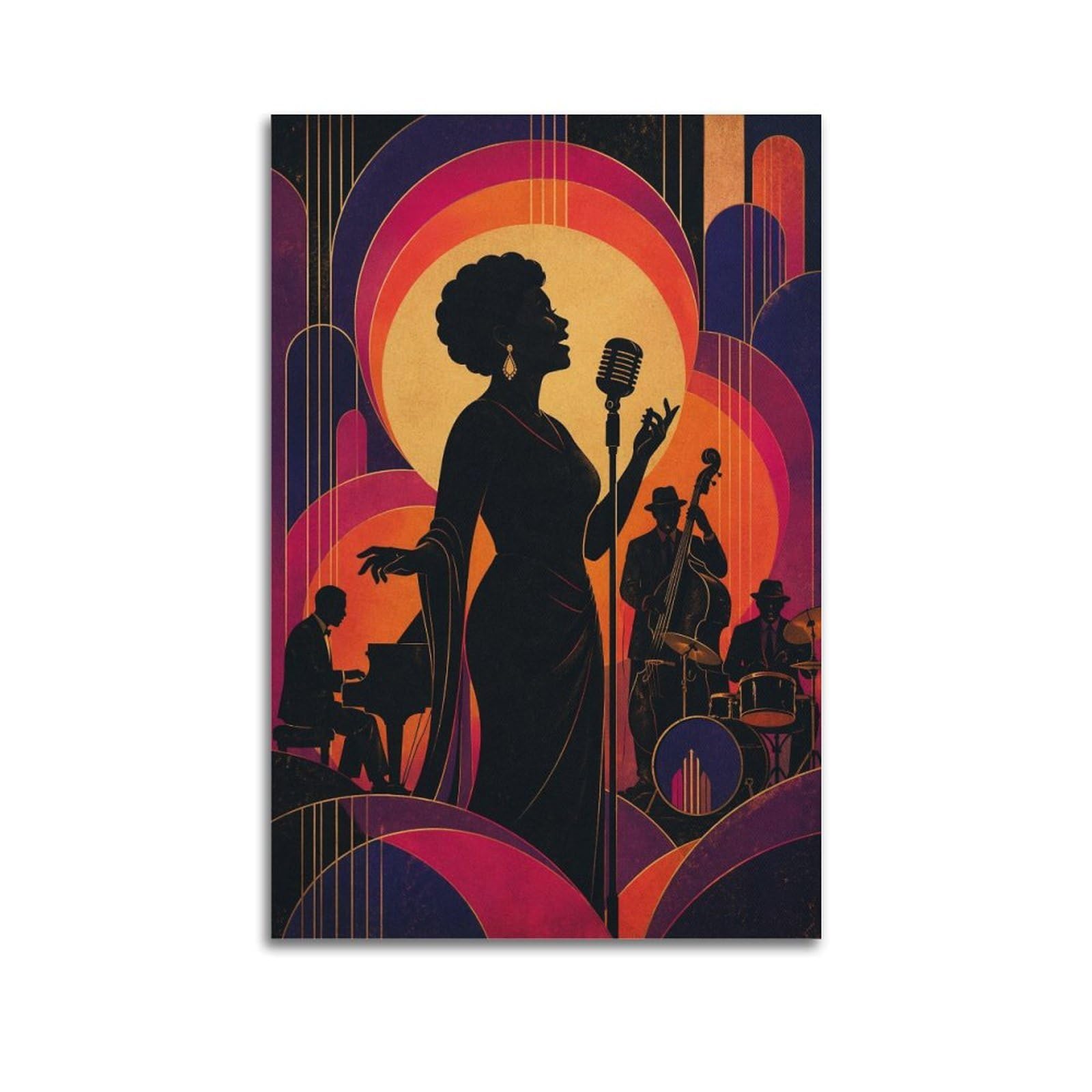 XKUGA Vintage Harlem Soul Music Style Poster Jazz Band Modern Decorative Canvas Prints - Ideal Wall Art for Family, Man Cave, Game Room, Boys & Girls Bedroom 24x36inch(60x90cm)