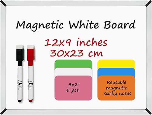 Juego pequeño de pizarra blanca  Pizarra blanca de 9 x 12 pulgadas con 2 marcadores de borrado en seco y 6 etiquetas magnéticas  Mini pizarra blanca