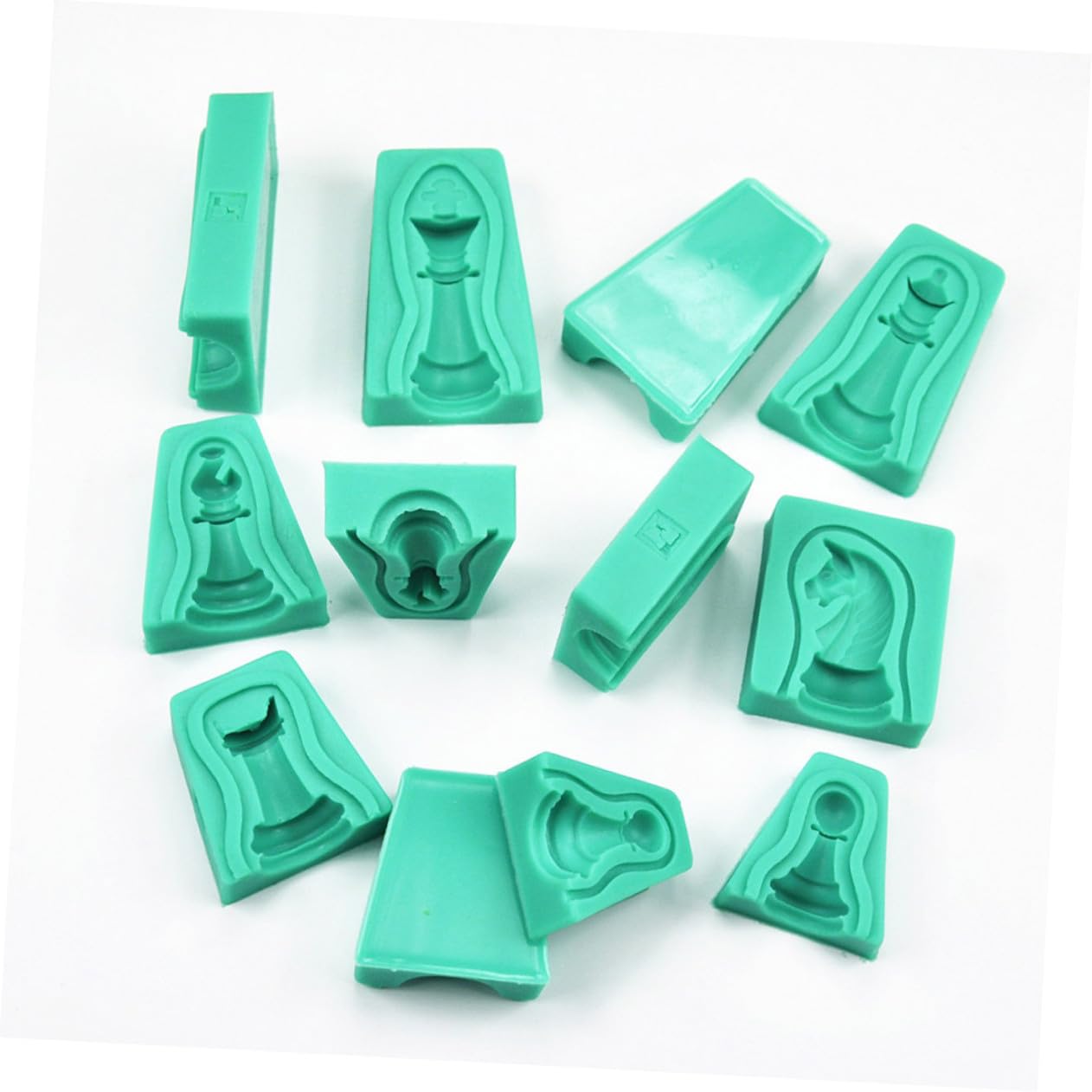 Molde de Silicona de Ajedrez 3d Verde, 12 Piezas para Fondant | Pastel y Chocolate, Acabado Antiadherente, Fácil Limpieza, Diseño Creativo E Innovador