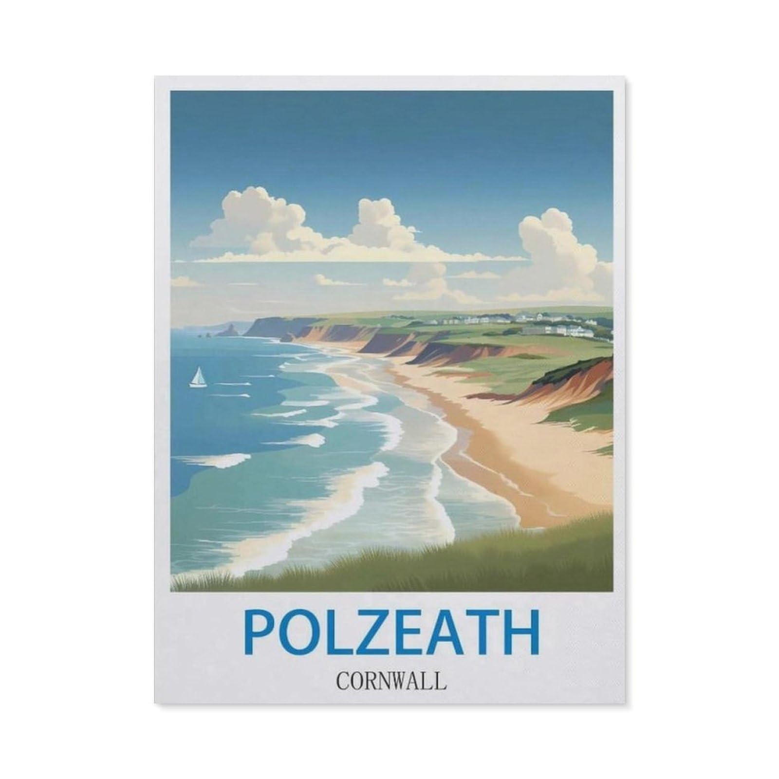 BEAYODKP 5D Diamond Painting Kits，Polzeath Cornwall（40x50cm）