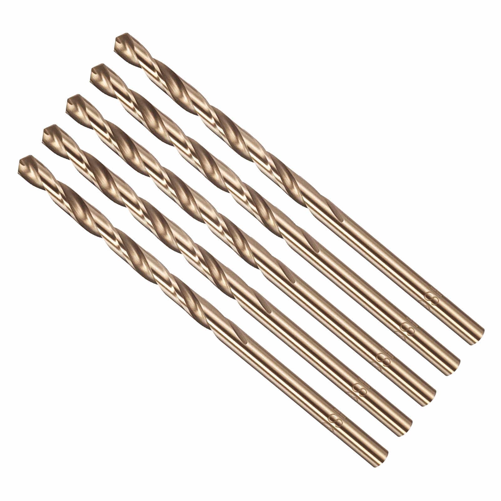 CoCud 3mm Drill Bit, #31 Cutting Diameter, 4341 HSS Number Jobber Bits Gold Finish 135° Cutting Angle - (Applications: for Drilling Soft Metal Plastic Wood), 5-Pieces — image 1