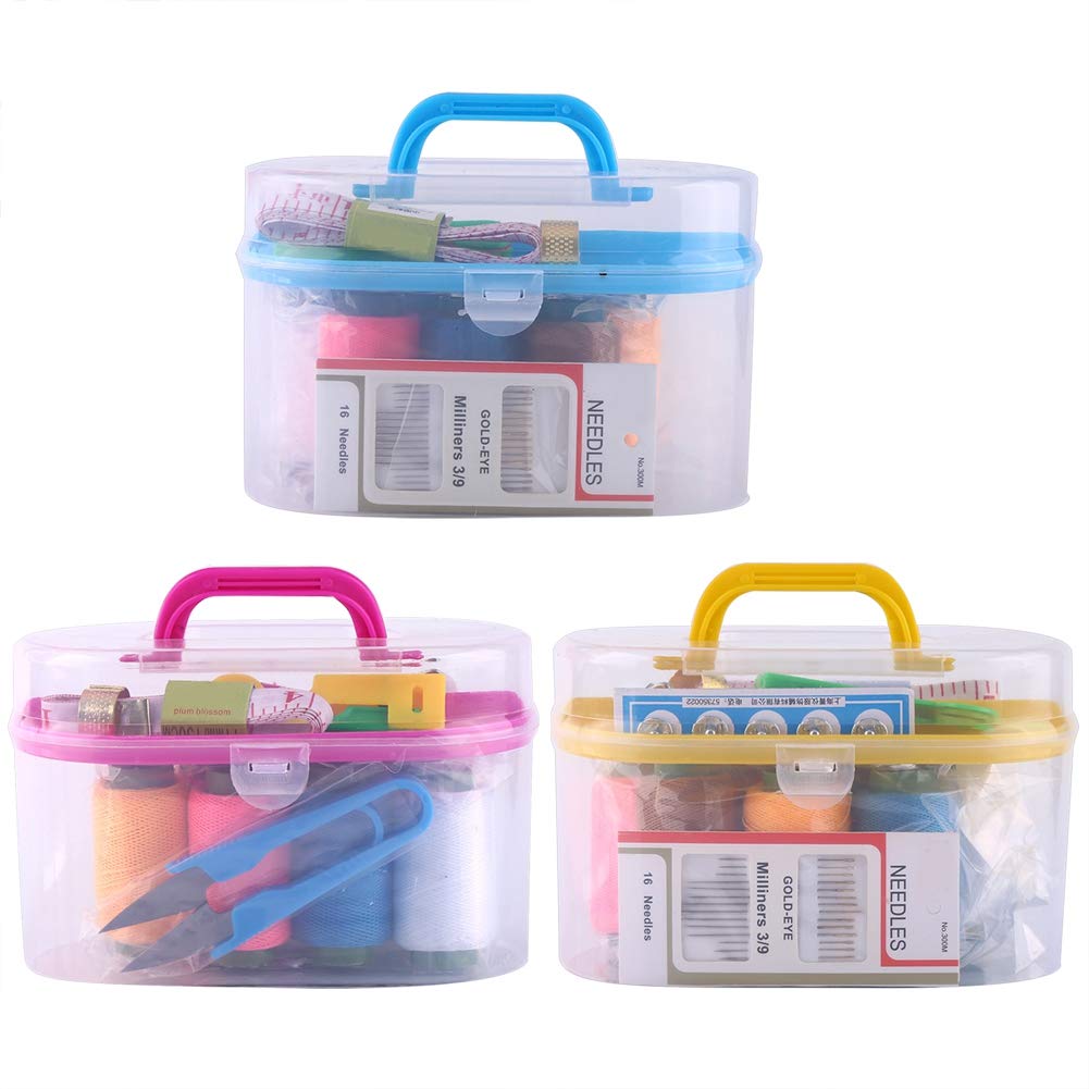 Kit De Couture 10 Pièces Dans Boîte Plastique - Fils, Aiguilles, Ciseaux, Dé, Mètre - Idéal Maison, Voyage, Réparations