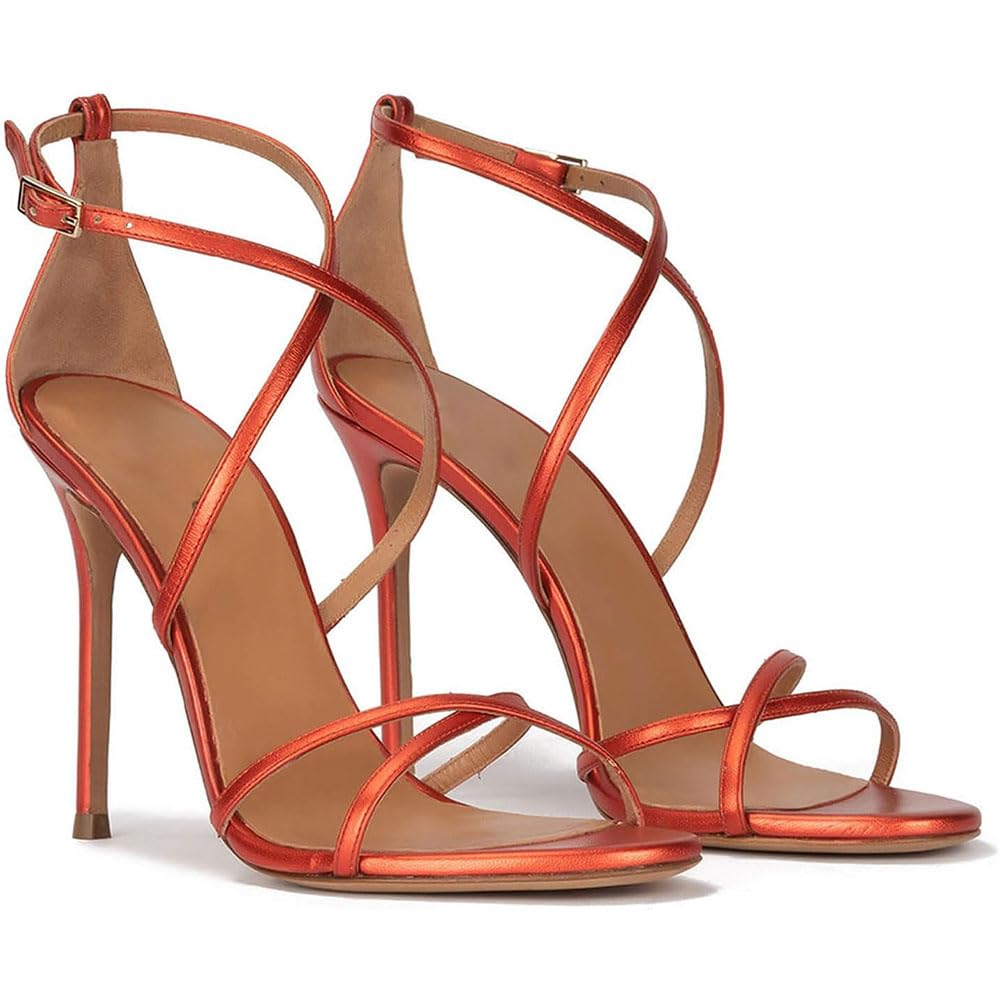 Hyfzxwx Women's J High Heels Sexy Stiletto Cross Sandals With Ankle Strap And Open Toe Party Wedding Shoes 10 Cm /J/41Eu