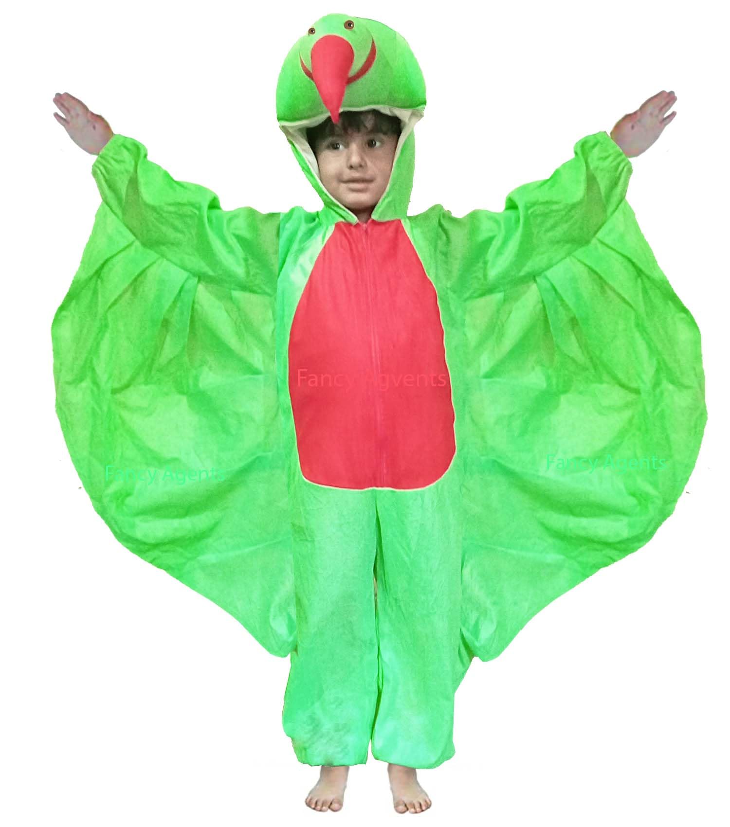 Fancy Agents Polyester Parrot Costume For Kids|Animal Parrot Dress/Costume For Kids Boy&Girl|Parrot Fancy Dress For Kids Bird For Halloween,School Annual Function,Theme,Cosplay-Green(2-4 Years) (B0C8GGMW9Q) Amazon Price History, Amazon Price Tracker