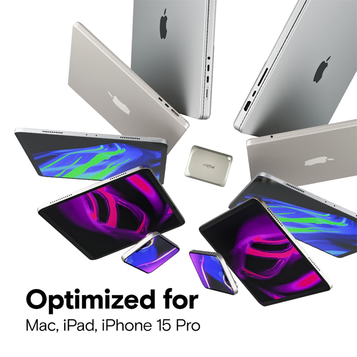 Crucial X9 Pro 4TB USB 3.2 Gen 2 Type-C Portable External SSD for Apple Mac