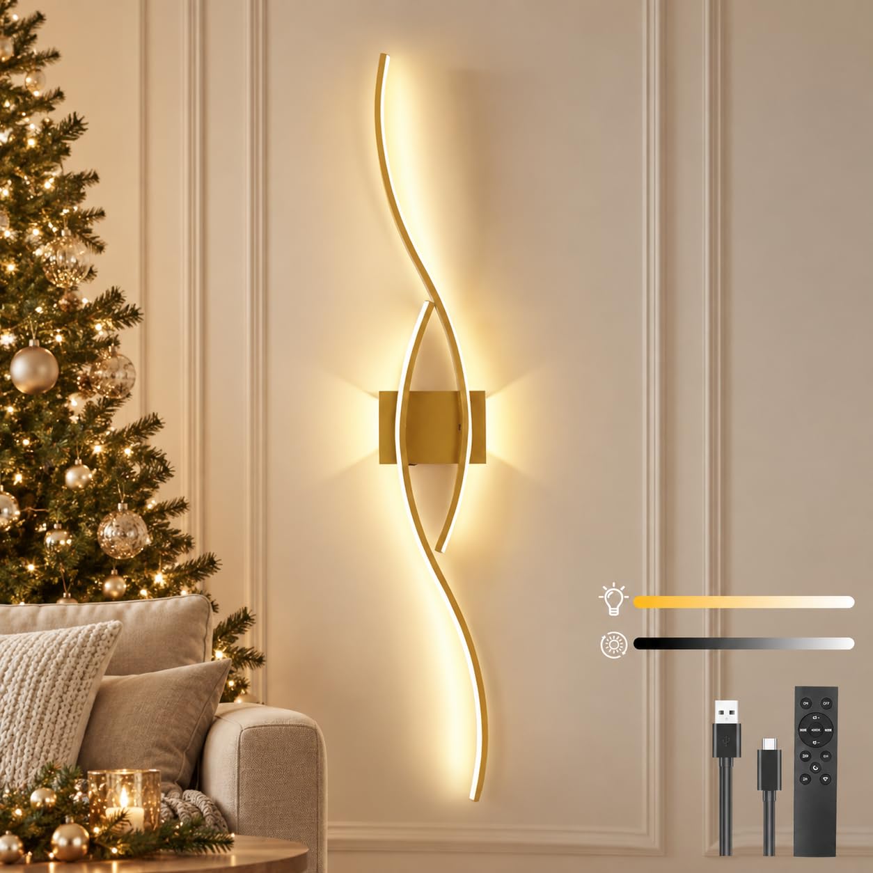 Rechargeable Wall Lights Indoor 1PC, Wireless Sconces, Remote Control