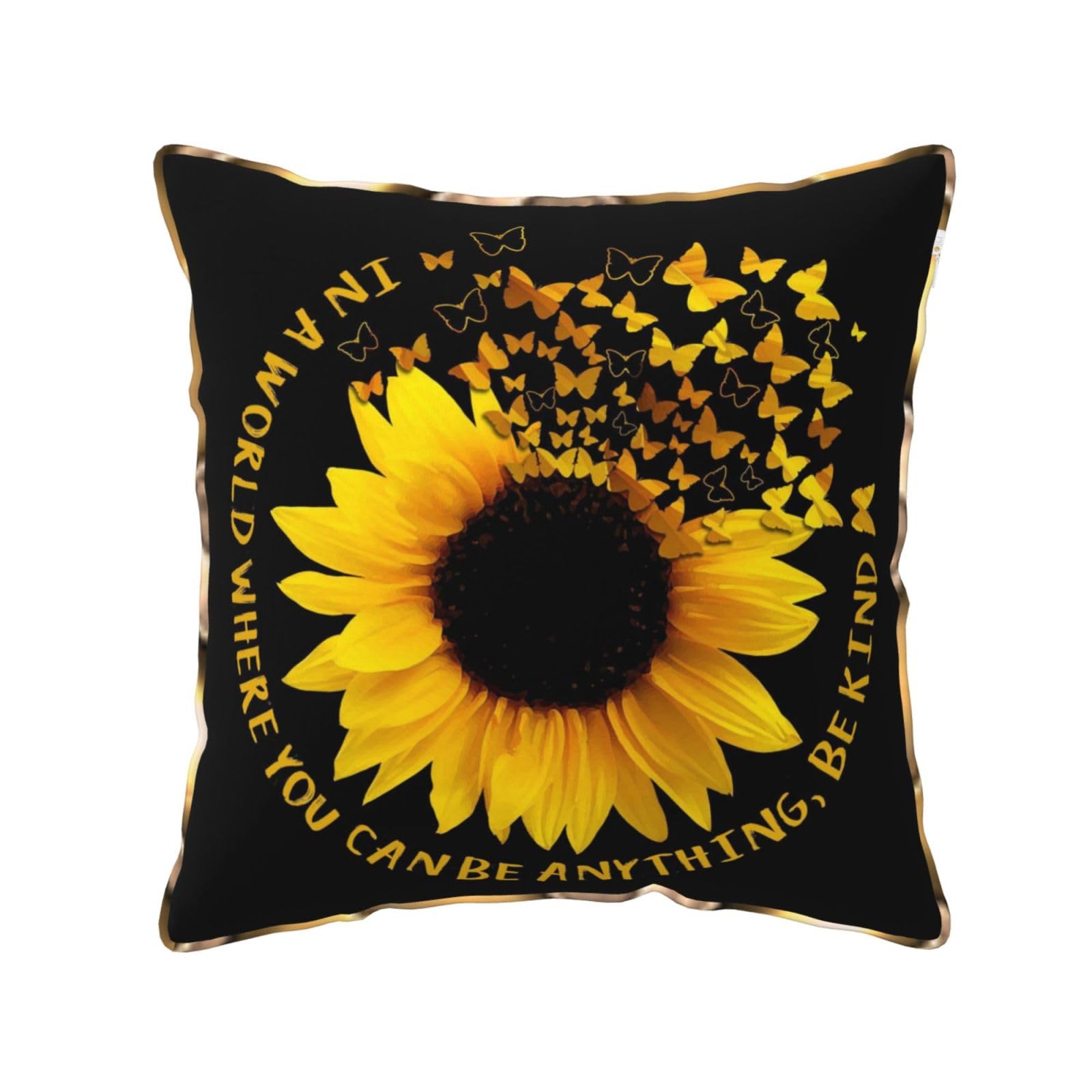 FZGGWYHL butterfly and sunflower printed Velvet Throw Pillow Cover Pillowcase