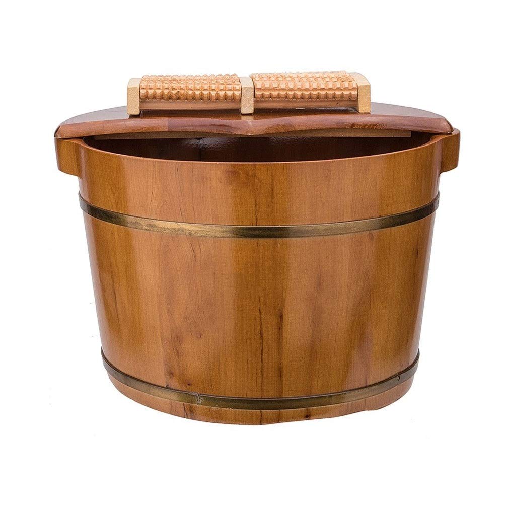 Bañera de Madera para pies con Forma de Barril, Cubo de Madera para pedicura, bañera de hidromasaje para pies, Cubo para remojar los pies, Lavabo para pies para Adultos (tamaño: C) Lucky Star