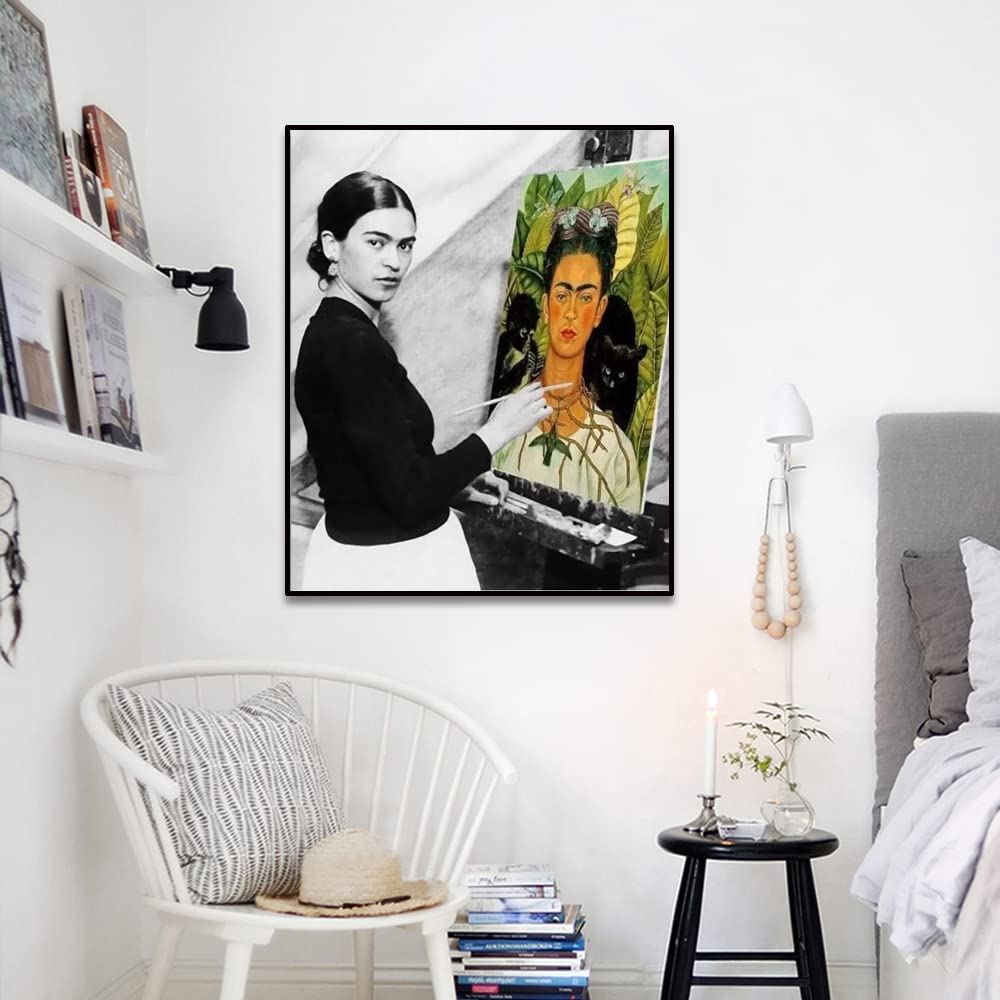Frida Kahlo Picture Artwork Canvas Wall Art Frida Kahlo Painting Autorretrato Really Photography Oil Painting HD Print Painting Poster para Cocina Comedor Bar Decoración del hogar,60X90cm