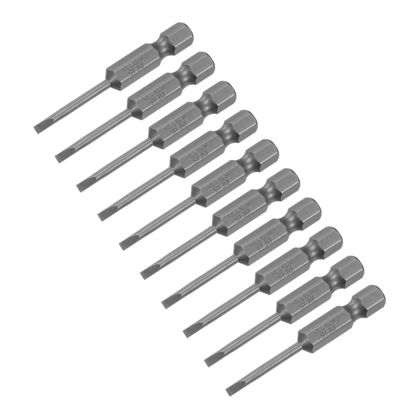 2/4/10/20 puntas de destornillador ranuradas de 2/2.5/3/4/5/6 mm, 0.25 pulgadas | Duradero para trabajos de montaje diarios. (10 unidades de 2,5 mm)
