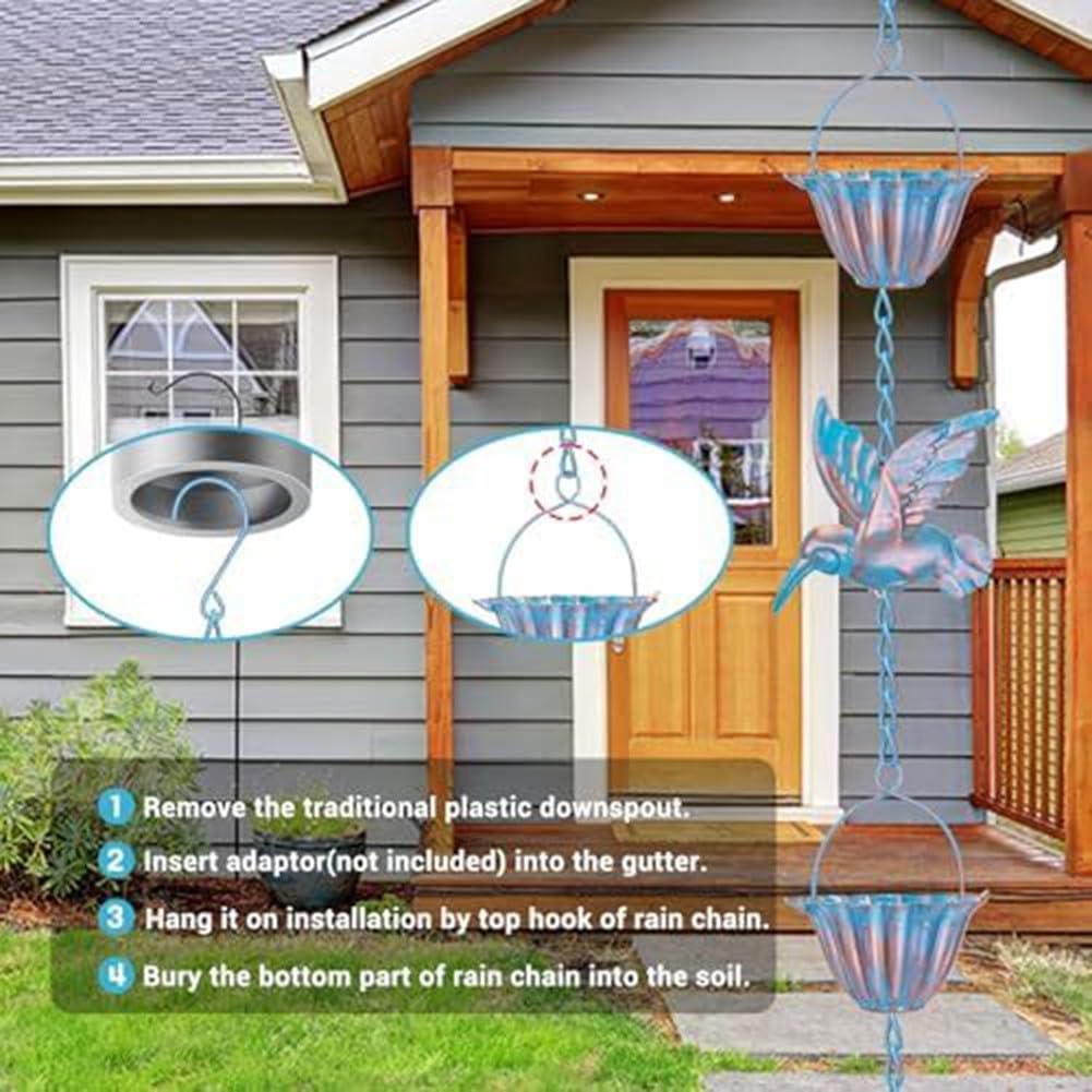 Chaîne de pluie en forme de colibri pour l'extérieur