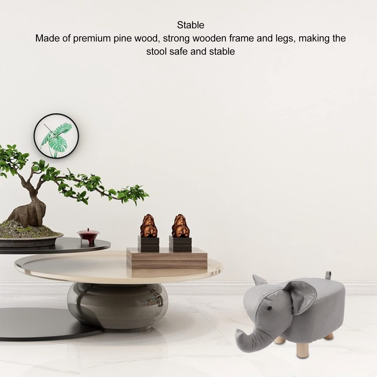 Poggiapiedi A Forma Di Animale Di Elefante Da 9,8 Pollici, Pouf Poggiapiedi Con Morbido Cuscino Imbottito E Piedini Antiscivolo, Comodo Sgabello Carino Per Bambini Asilo (Light Grey)