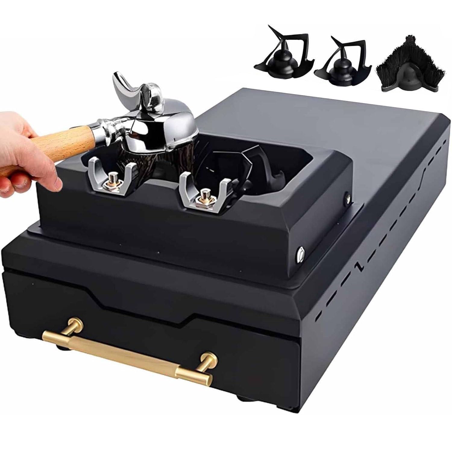 Limpiador De Portafiltros Eléctrico Para Cafeteras Espresso Eléctricas De 150 W, Kit De Limpieza De Portafiltros De Café, Contenedor Grande Para Posos, Diseño Extraíble, Para Cafeterías Y Cocinas