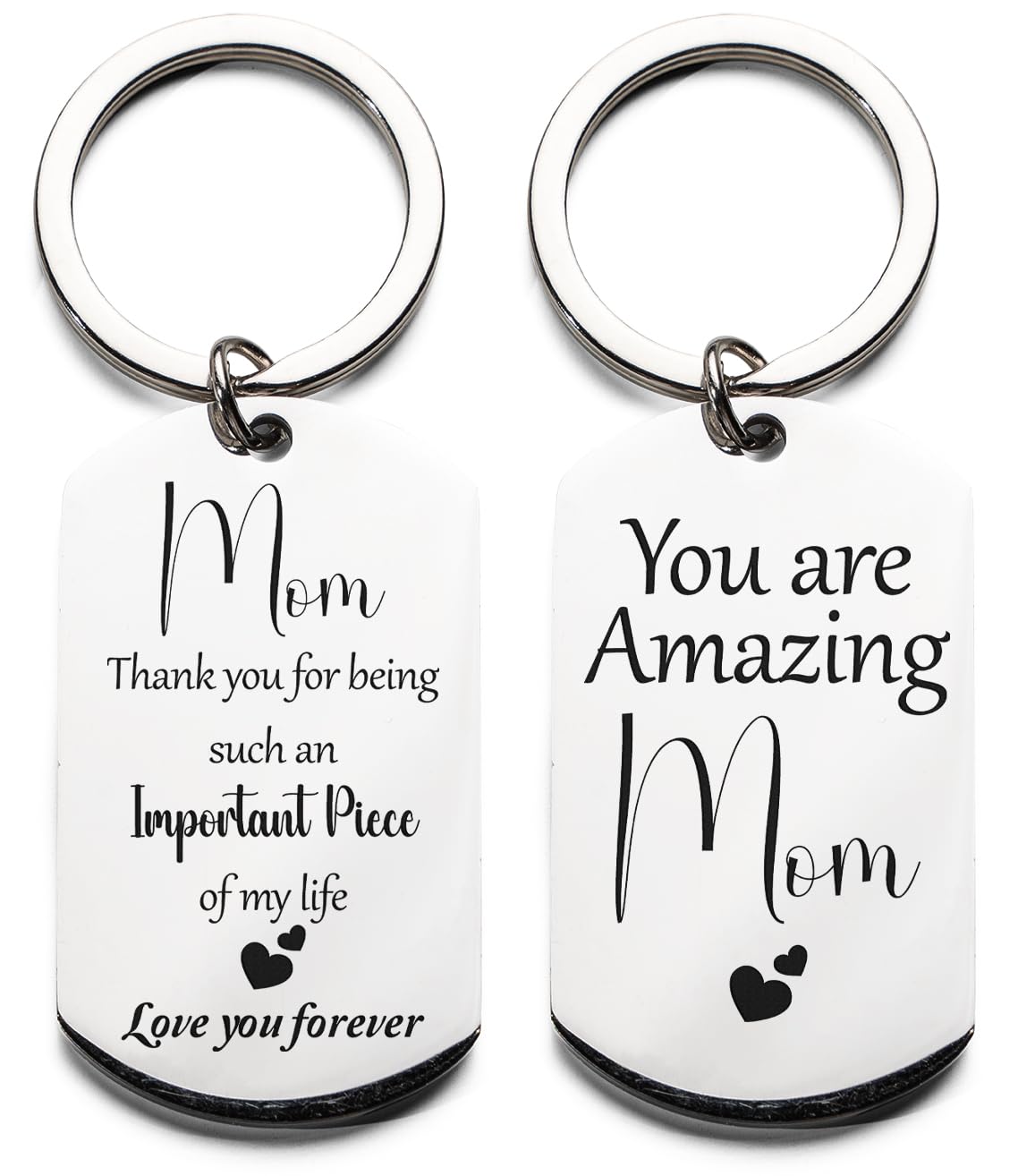 HOMEVAGE Mothers Day Gifts For Mom From Son, Daughter, Boys, Girls, Kids - Birthday Gift For Mom - Laser Engraved Women Keychain with Sweet Lovely Quote for Mom, Large, White