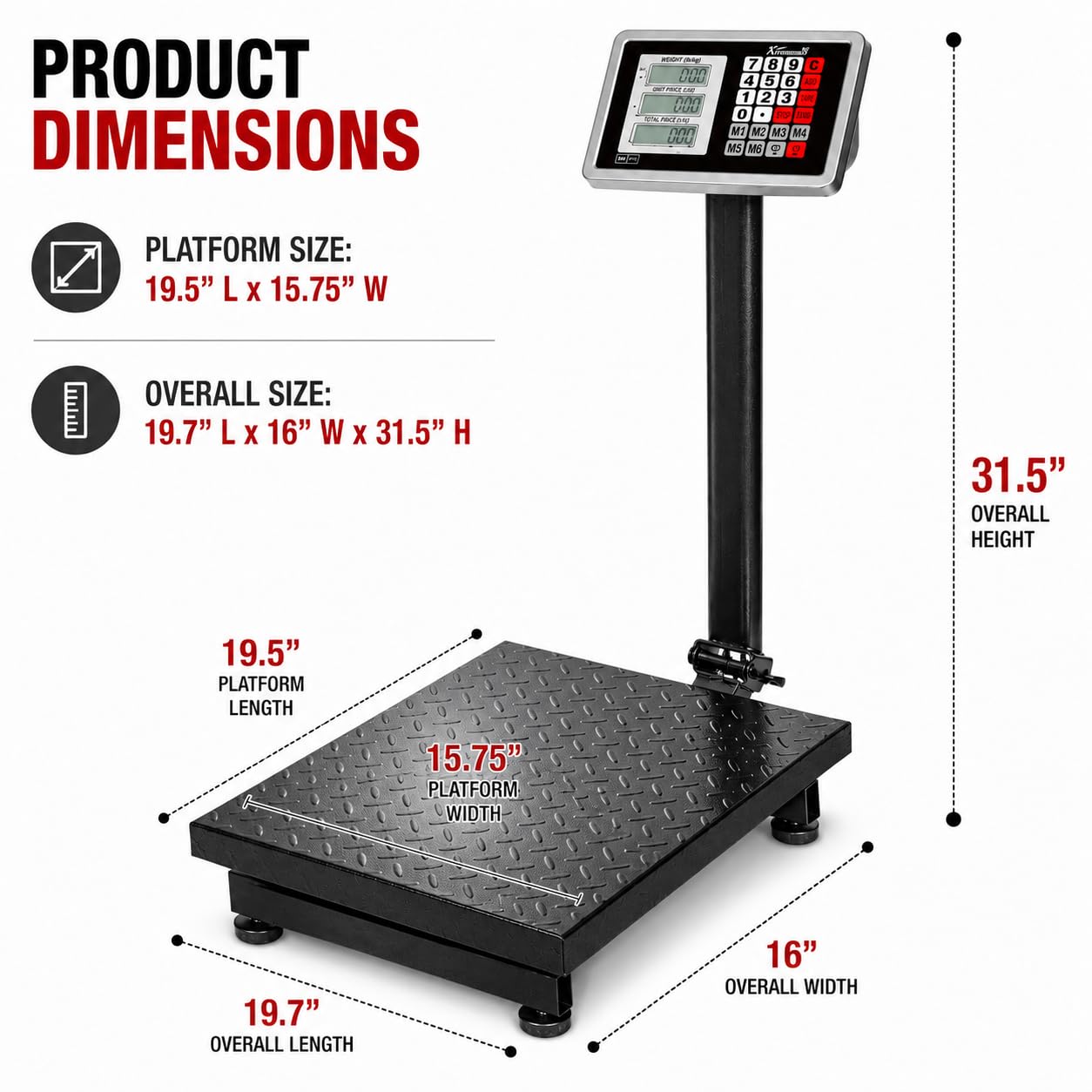 XtremepowerUS - Báscula digital de carga de 600 libras con plataforma de almacenamiento y calculadora de precio plegable