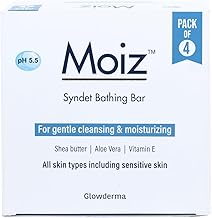 Moiz Syndet Bathing Bar | pH 5.5 | With Shea Butter, Aloe Vera & Vitamin E | Paraben, Sulphate & Cruelty-Free - (75gmx4) Pack of 4