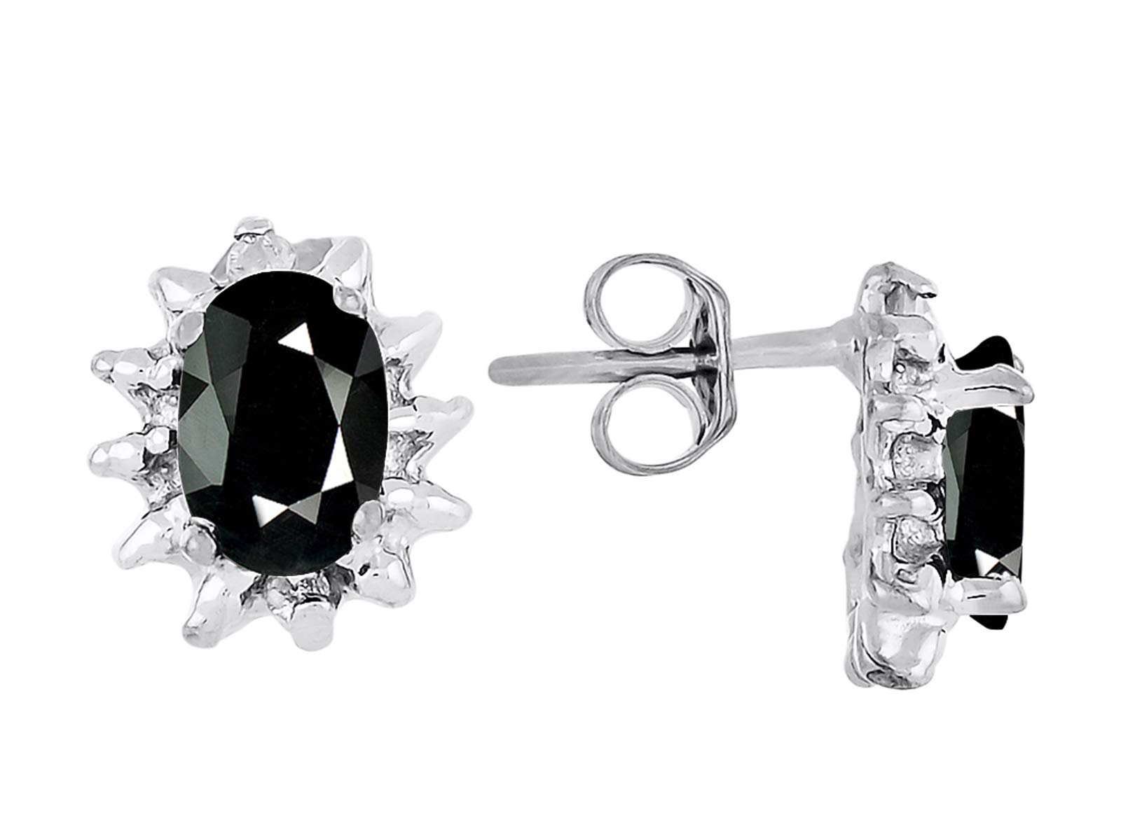 Nero onice e diamanti ciondolo, orecchini e anello set in argento Sterling .925 con catena e confezione regalo