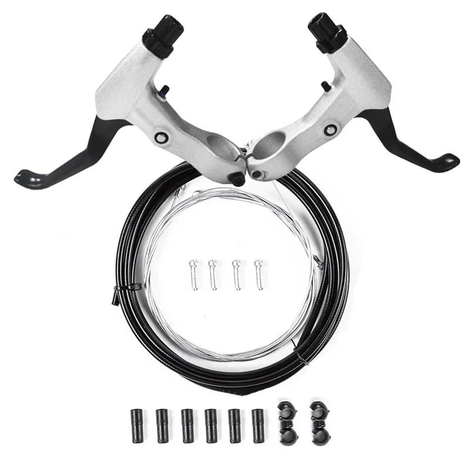 Oapncbvy Lever-White-Cable Bicycle V Brakes Set Aluminum Alloy Bike Brake Lever Line Pulling V Brake Caliper Cable Road Bike Brake Kit Bicycles Rear Brake Drum Bike Rear Brake Drum(Lever-White-Cable)