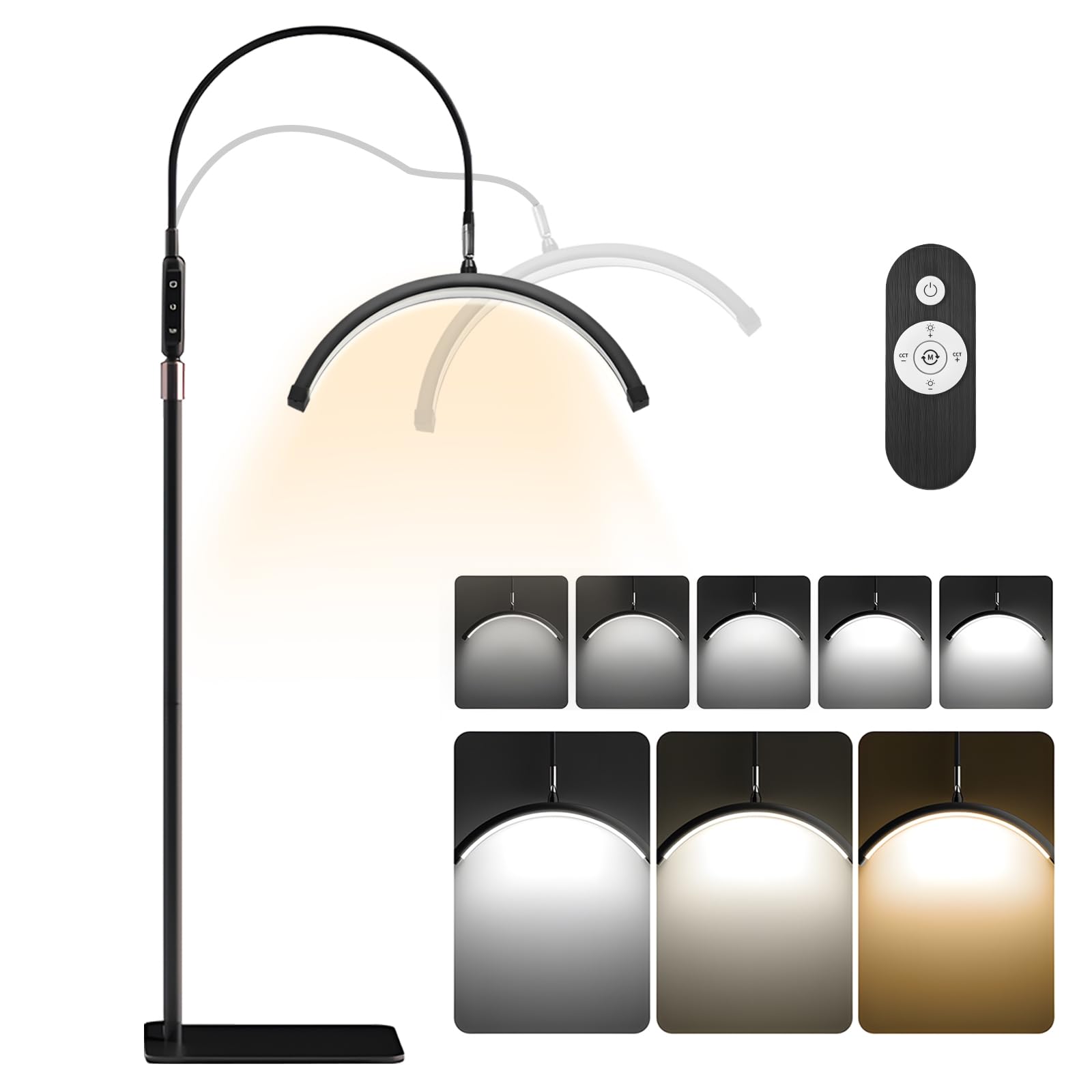 Gxpjycfob White Half Moon Light, Lash Light For Eyelash Tech, Lash Lamp For Eyelash Extensions, Floor Standing Lamp, 360° Rotating, 3 Color Temperature, Esthetician Led Light For Beauty, Skincare,Tattoo,Eyebrows,Nail