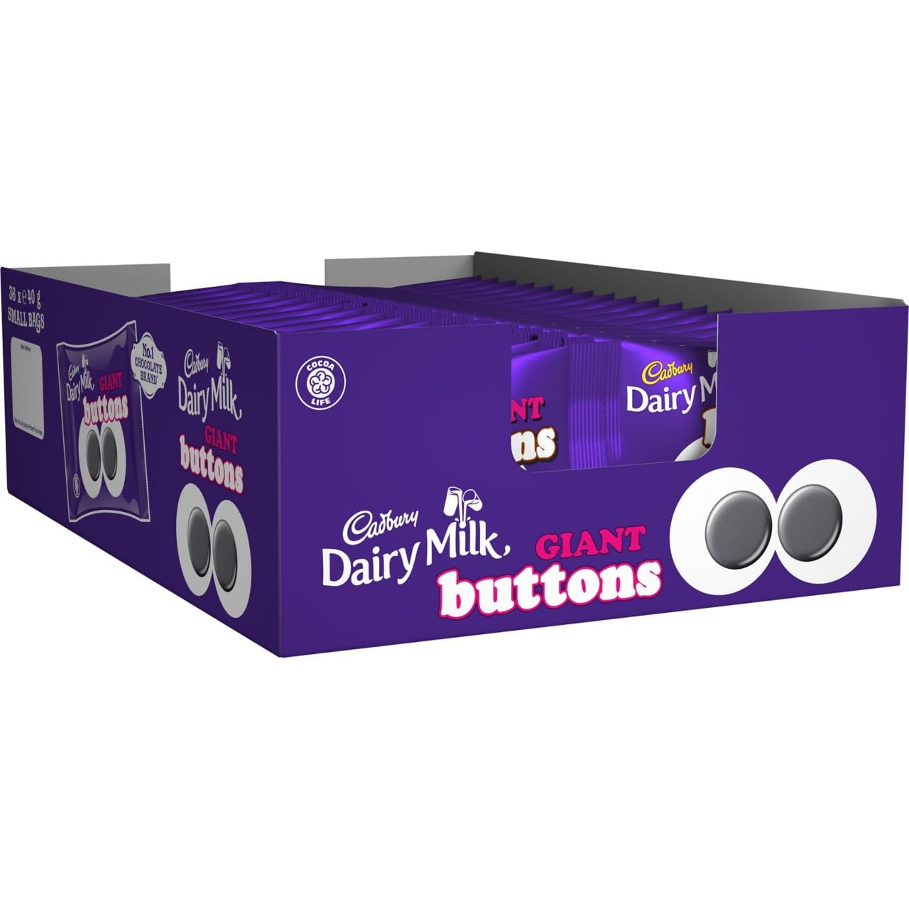 Cadbury Dairy Milk Giant Buttons Chocolate Bag, 40g (Pack of 36)