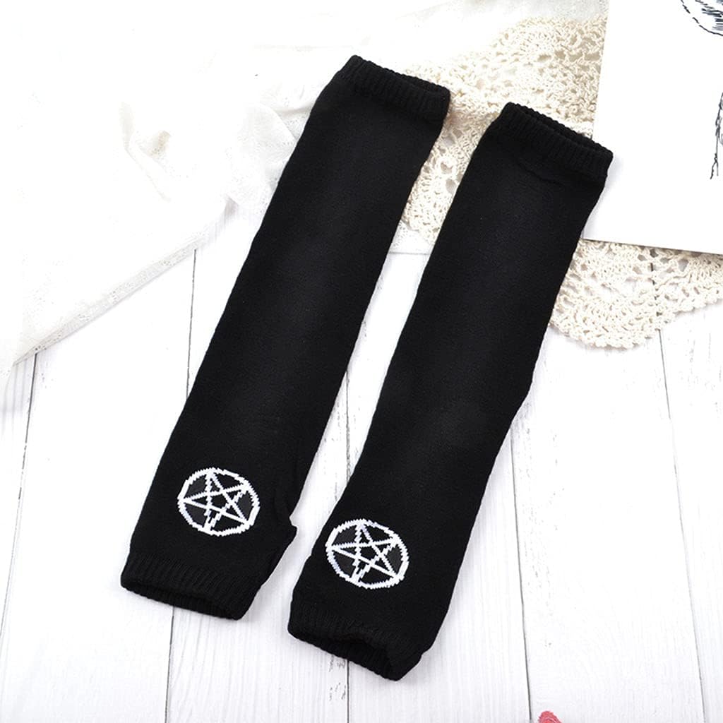 Crucifix Hand Gloves Stretchy Long Fingerless Sleeves Arm Warmer Sleeve Knit Arm Sleeves Halloween Costume Stretchy Gloves