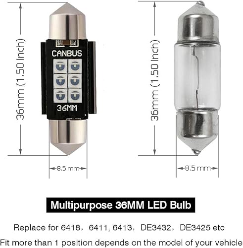 Miniatura 22 de iBrightstar 6411 6418 C5W Festoon de 9-30 V - Focos LED - Focos LED de 1.5 pulgadas (36 mm) extremadamente brillantes y sin errores para luces
