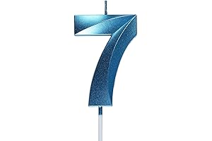 3D Number 7 Blue 7th Birthday Candle