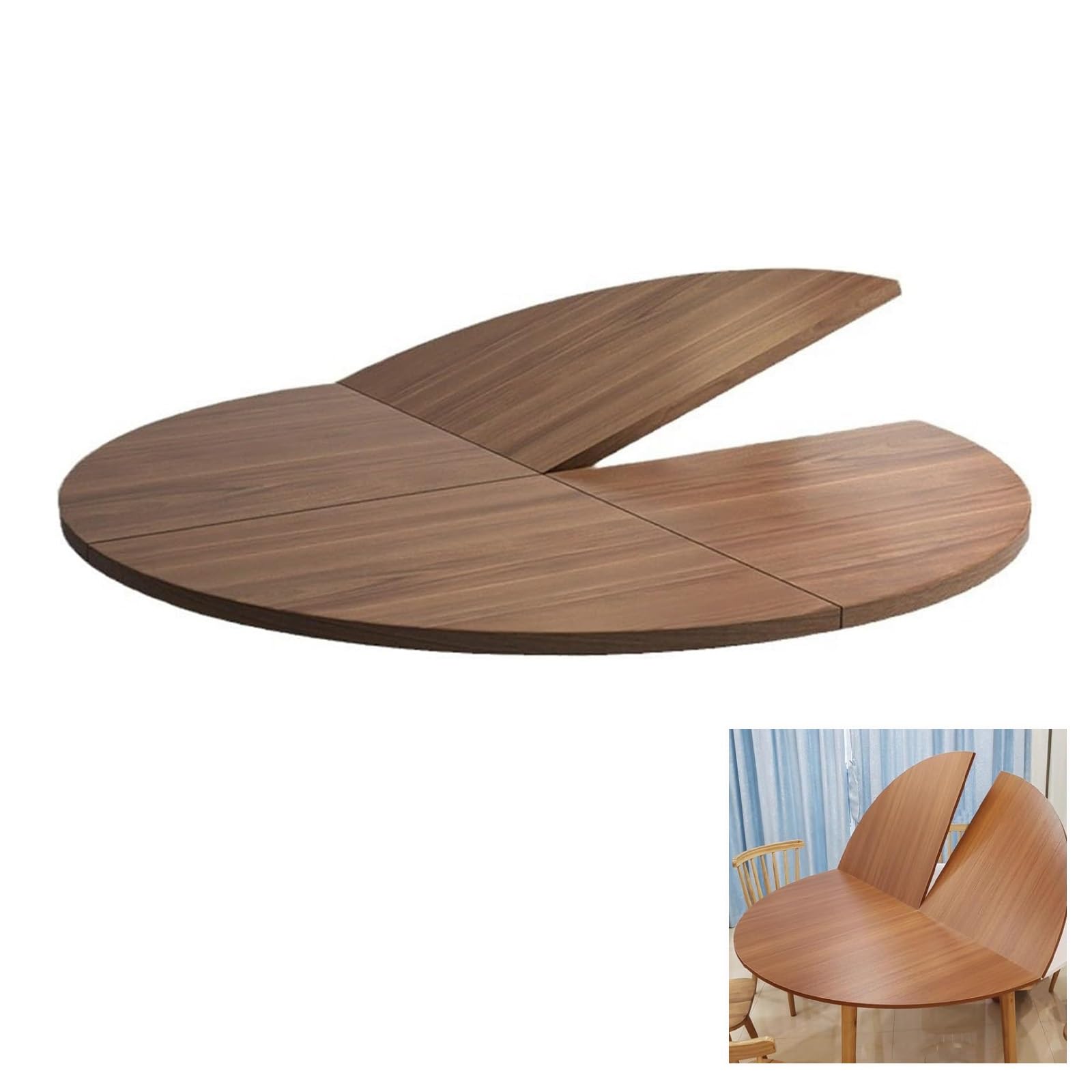 Table ronde pliable 120 à 180 cm en bois massif avec rallonge intégrée