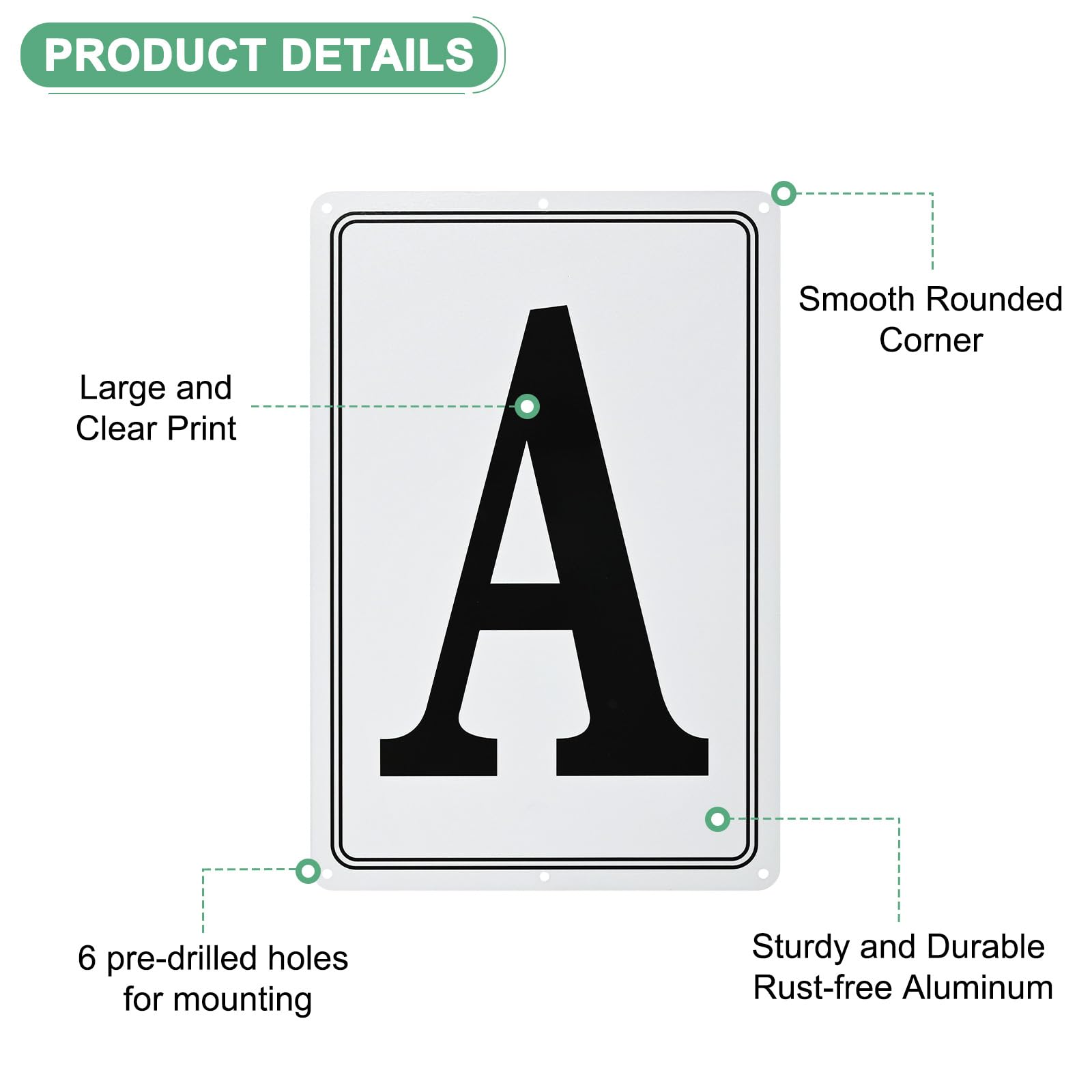 M METERXITY Aluminum Letter Sign A, 11.8 Inch House Numbers and Metal Letters, Parking Spot Letter Signs - Image 2