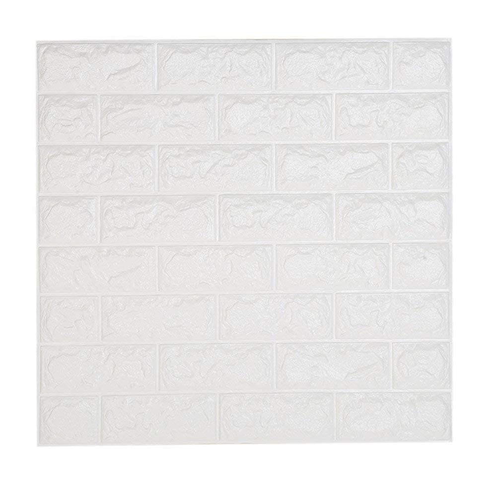 3D Tapeten Wandsticker, DIY Weiß Selbstklebende Wandpaneele, 3D Imitation Ziegelstein Wandaufkleber für küche, Schlafzimmer, Wohnzimmer, TV Schlafzimmer Dekor 60 * 60cm (10 Stück)