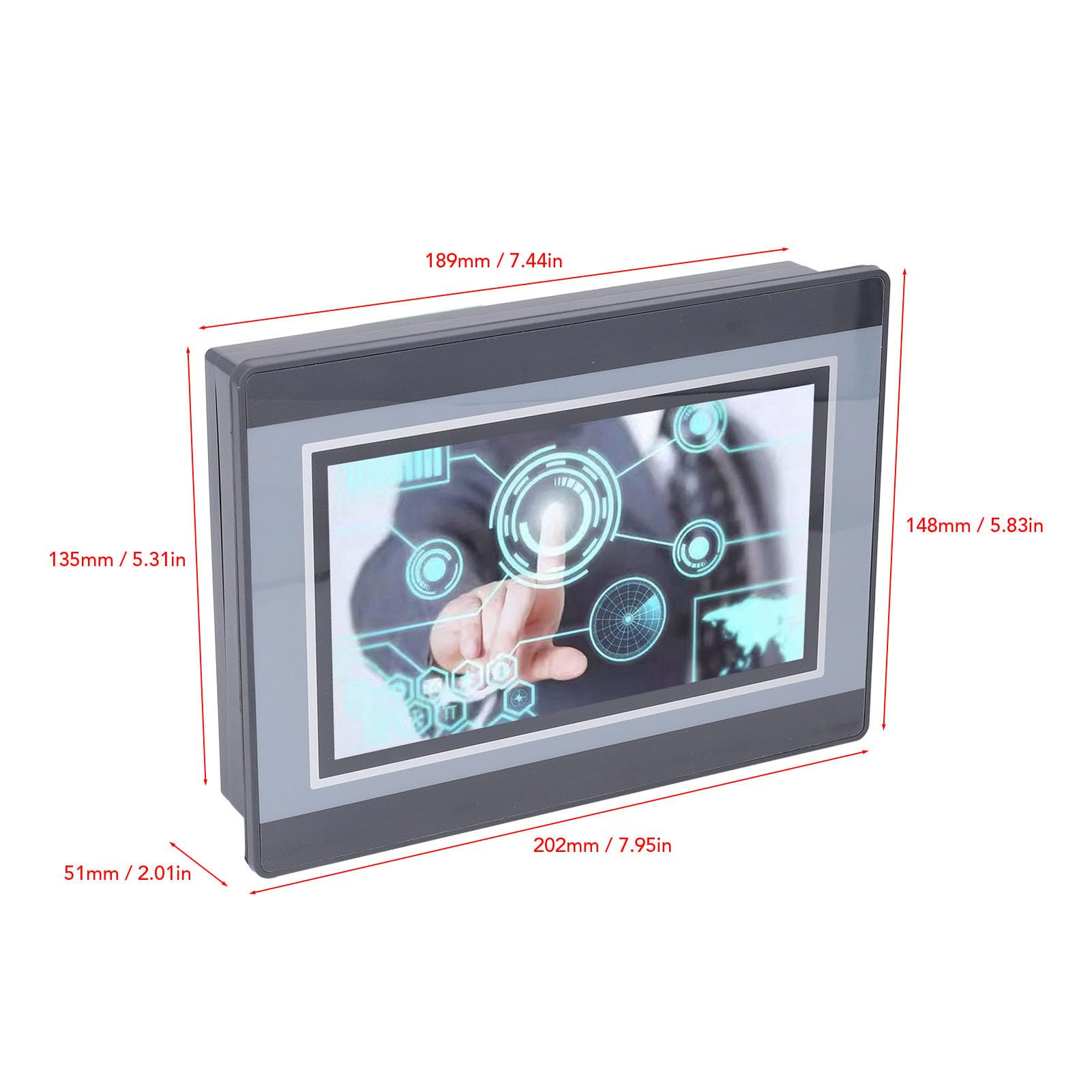Placa Todo en HMI PLC, Monitor de Pantalla Táctil con Módulo de Pantalla TFT LCD de 7 Pulgadas, Módulo de Salida de relé de 12 Entradas y 8 Salidas, DC24V 5A para FX3U 20 40