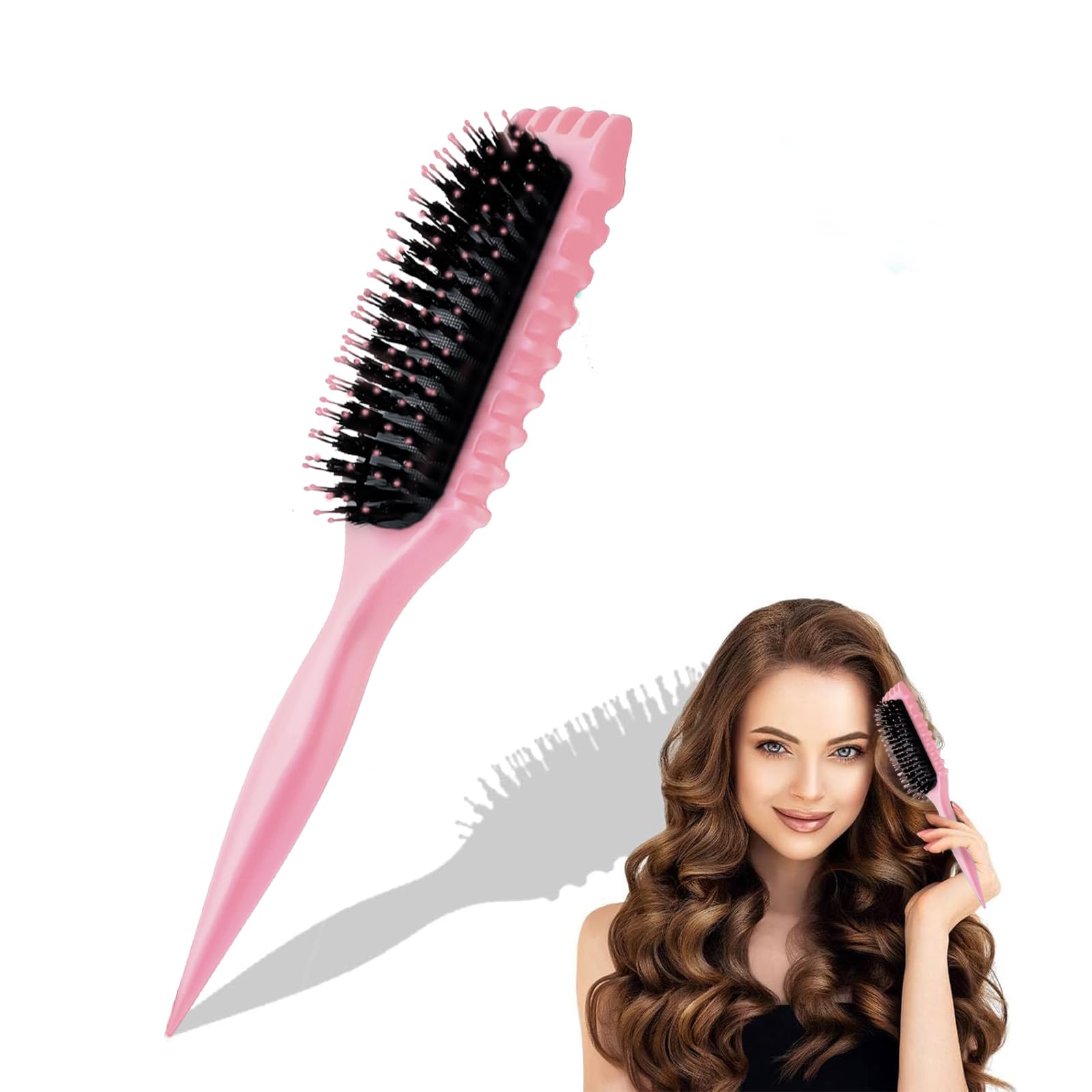 Bounces Curlying Hair Brush, Hillylolly Bounces Curlyy Define Curlying Brush, 2024 NUEVO Rizador Rizado Cepillo con 2 Pinzas para el Cabello Mujer Cepillo Desenredar para Mujeres para Formar