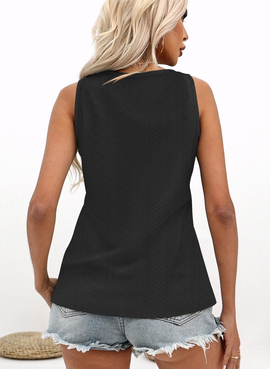 Disamer Tank Tops for Women 2026 Summer Casual Button Down Shirts Loose Fit V Neck Sleeveless Tshirt Blouse - Image 5