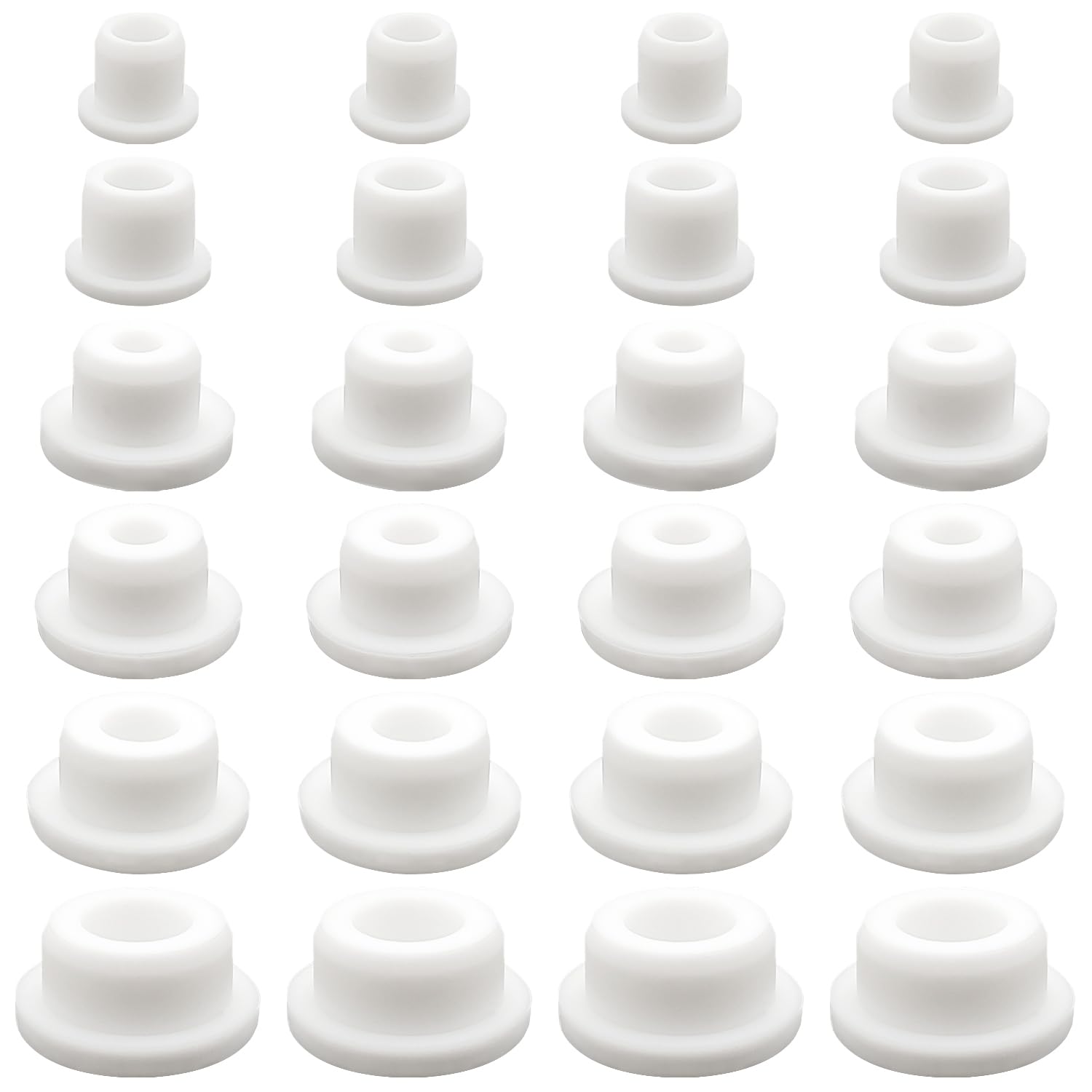 24 PCS Bathtub Jet Covers, Silicone Hole Plug, White Jet Tub Plug Cover Caps, Waterproof Tube Plugs, Pipe Tube Inserts for 9-10 mm 12mm 14mm 16mm 18mm 22-23mm Bathtub Hole, 6 Sizes