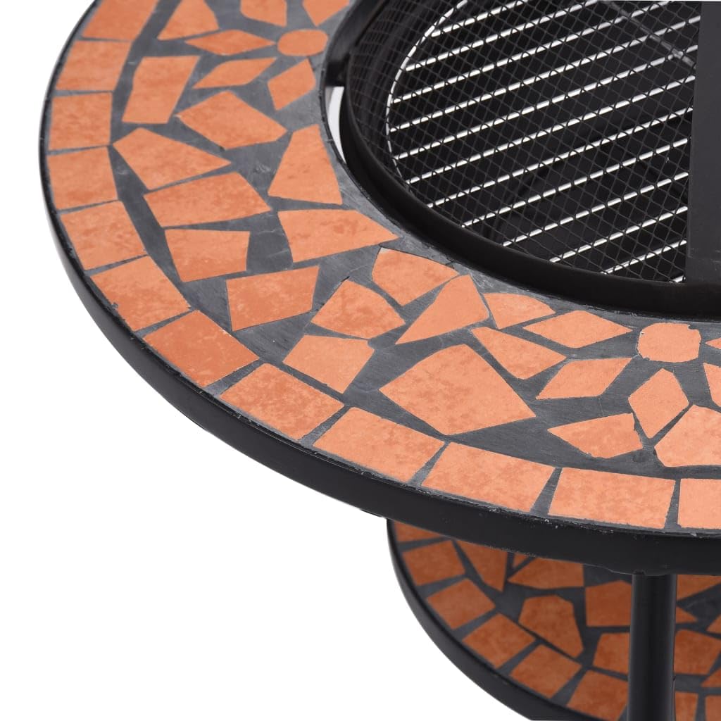 vidaXL Vuurtafel mozaïek 68 cm keramiek terracottakleurig